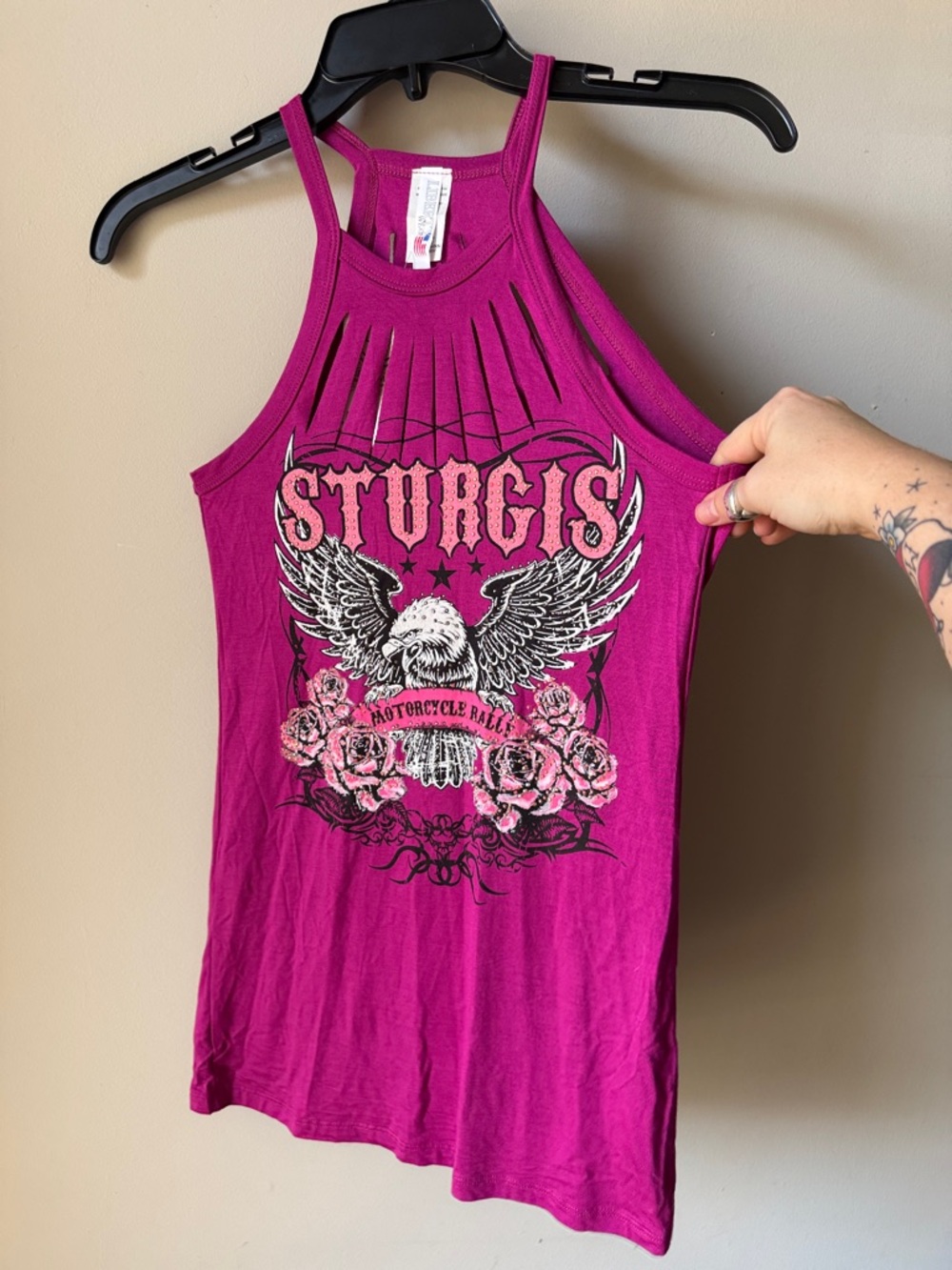 liberty Fuchsia Sturgis Graphic Halter Tank